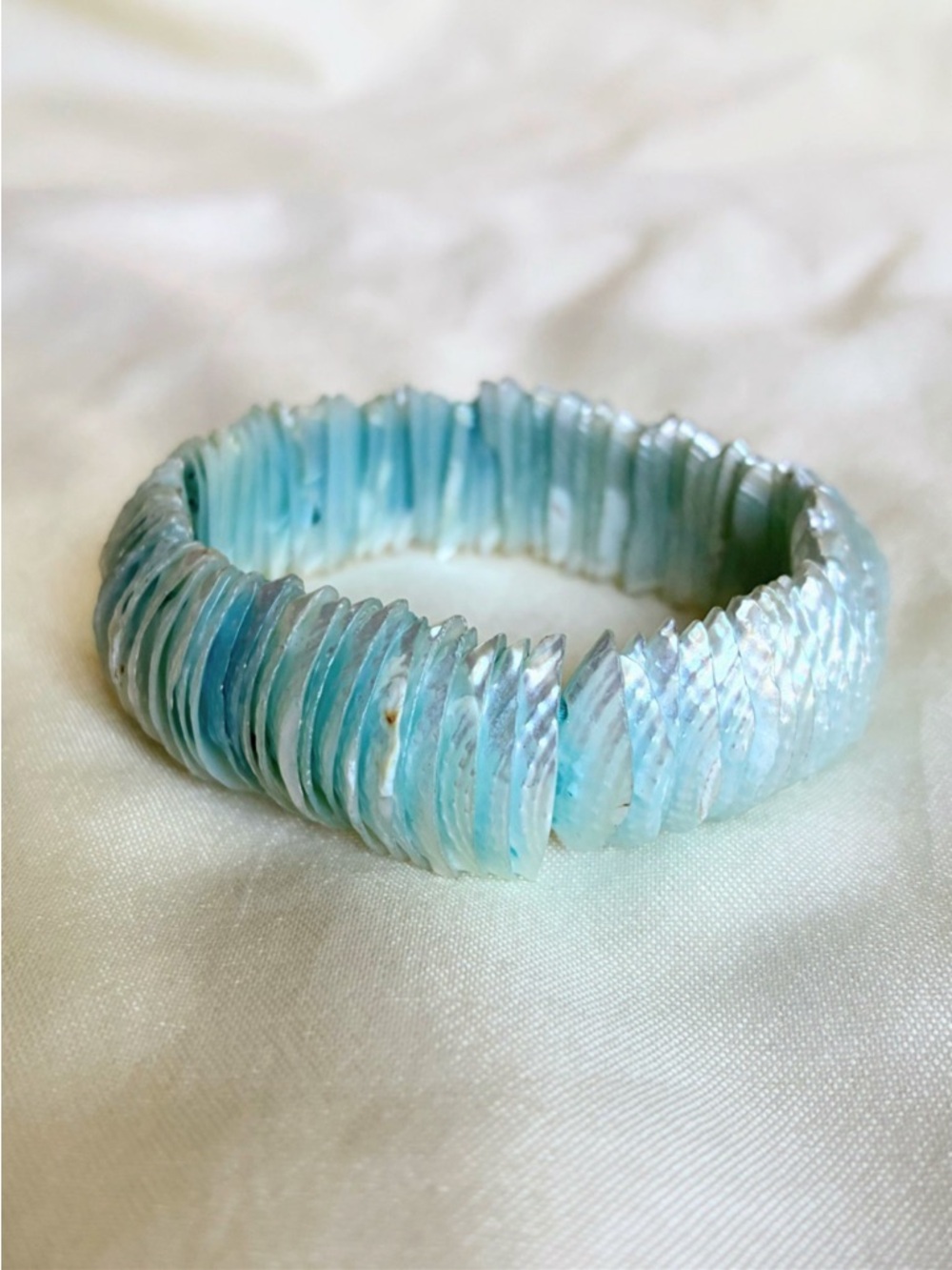 Handmade Light Blue Shell Stackable Bracelet